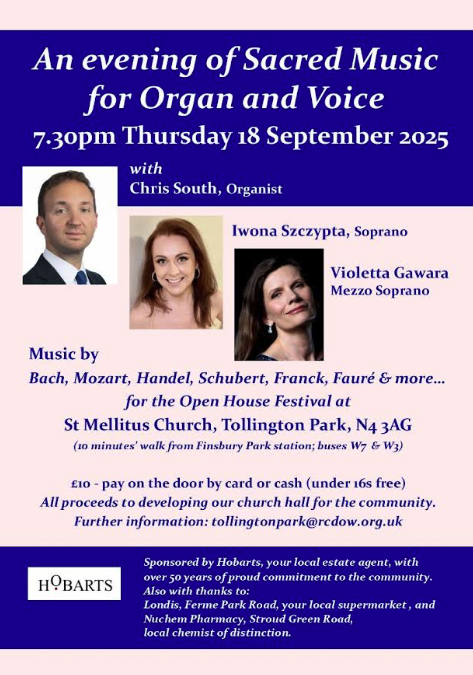 An evening of Sacred Music for Organ and Voice